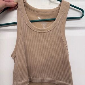 Casual Ribbed Tan Tank Top